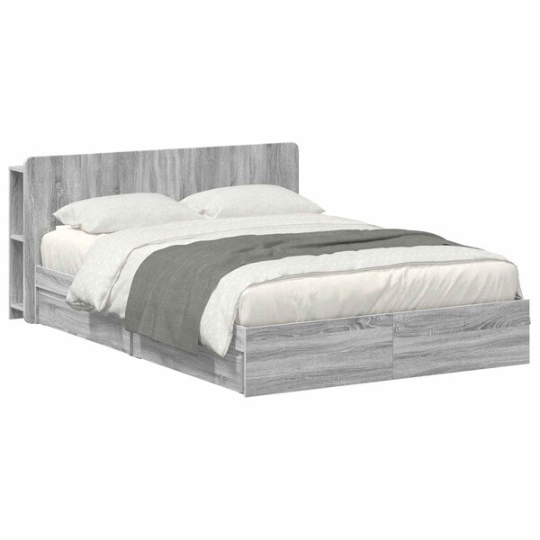vidaXL Cadre de lit avec rangement Sonoma gris 150 x 200 cm