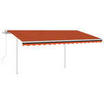 vidaXL Auvent automatique rétractable poteaux 4 5x3 5 m Orange marron