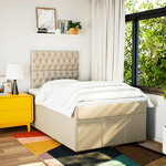 vidaXL Sommier à lattes de lit avec matelas crème 120x190 cm tissu