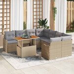 vidaXL Ensemble de canapé de jardin 9 Pièces Beige Poly rotin