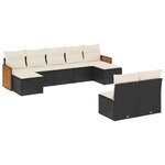 vidaXL Salon de jardin 9 Pièces avec coussins noir résine tressée