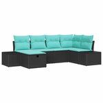 vidaXL Ensemble de canapé de jardin avec coussin 6 Pièces Noir polyrotin