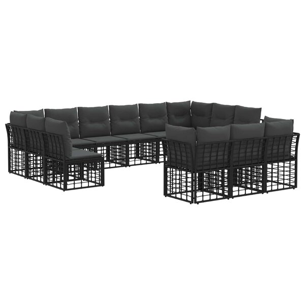 vidaXL Ensemble de canapés d'extérieur Noir et Gris foncé Polyester