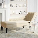 vidaXL Fauteuil long avec coussin et accoudoir droit crème tissu
