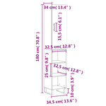 vidaXL Buffet haut Blanc brillant 34 5x34x180 cm Bois d'ingénierie