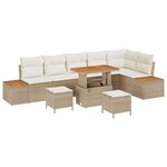 vidaXL Ensemble de canapé de jardin 9 Pièces Beige Poly rotin