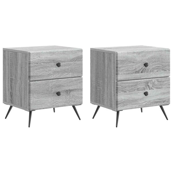 vidaXL Cabinet de chevet 2 Pièces Sonoma gris 43 x 34 5 x 47 5 cm