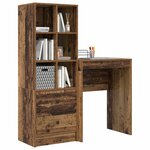 vidaXL Bureau avec tiroir avec étagère avec stockage 2 Pièces Bois ancien