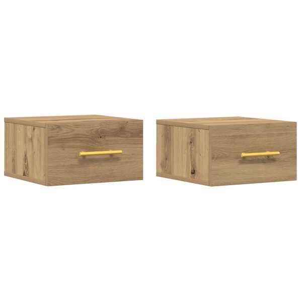vidaXL Tables de chevet 2 Pièces Murales Chêne Artisan 35x35x20 cm