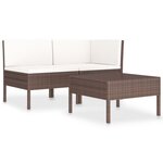 vidaXL Salon de jardin 3 Pièces avec coussins Résine tressée Marron