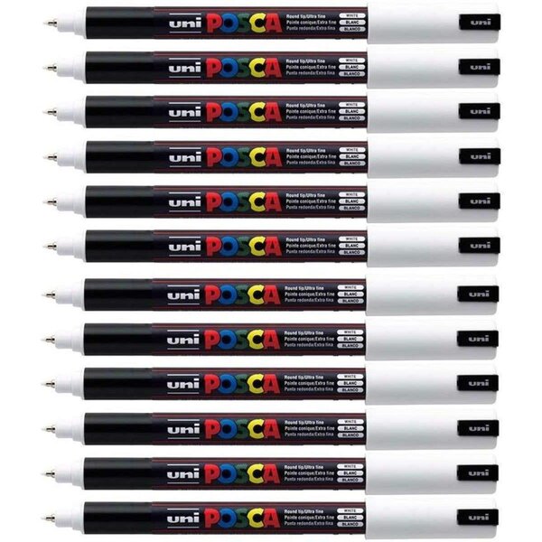 Marqueur pointe calibrée extra-fine pc1mr 0 7mm blanc x 12 POSCA