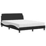 vidaXL Lit avec matelas noir et blanc 140x190 cm similicuir