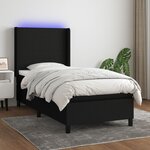 vidaXL Sommier à lattes de lit matelas et LED Noir 80x200cm Tissu