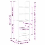 vidaXL Bibliothèque Chêne noir 60 x 35 x 180 cm Bois d'ingénierie