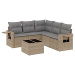 vidaXL Salon de jardin avec coussins 6 Pièces beige résine tressée
