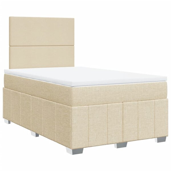 vidaXL Sommier à lattes de lit avec matelas Crème 120x200 cm Tissu