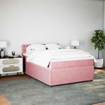 vidaXL Sommier à lattes de lit avec matelas Rose 160x200 cm Velours