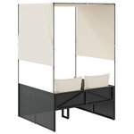 vidaXL Chaise longue double avec toit et rideaux noir résine tressée