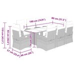 vidaXL Ensemble à manger de jardin et coussins 9 Pièces gris clair rotin