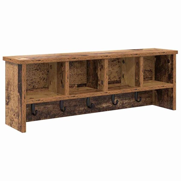 vidaXL Porte-manteau mural avec étagère Bois ancien 75 x 16 x 26 cm