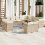 vidaXL Salon de jardin avec coussins 13 Pièces beige résine tressée