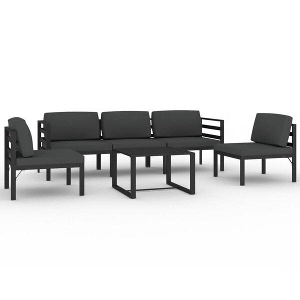 vidaXL Salon de jardin 6 Pièces avec coussins Aluminium Anthracite