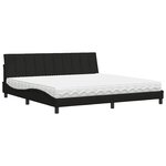vidaXL Lit avec matelas noir 200x200 cm tissu