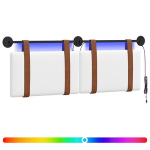 vidaXL Tête de lit suspendue Avec lumière LED Blanc PU antique