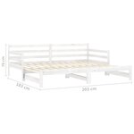 vidaXL Lit coulissant Blanc Bois de pin massif 2x(90x200) cm