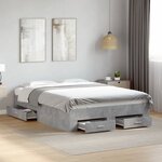 vidaXL Cadre de lit avec tiroirs sans matelas gris béton 120x200 cm