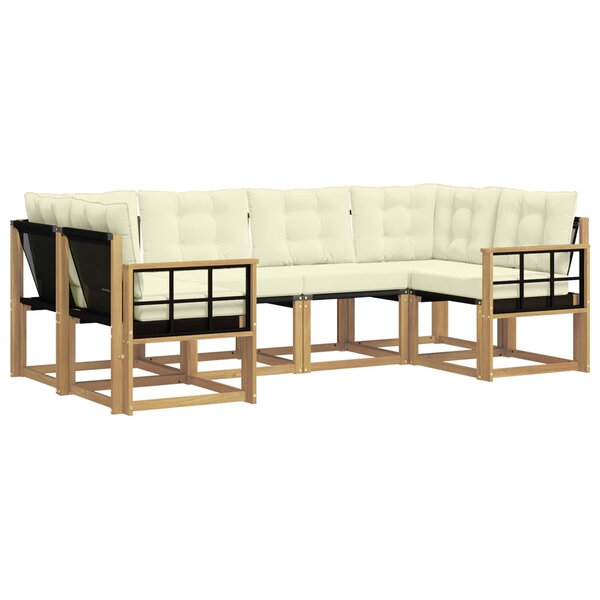 vidaXL Ensemble de canapés d'extérieur 6 pc Blanc et crème