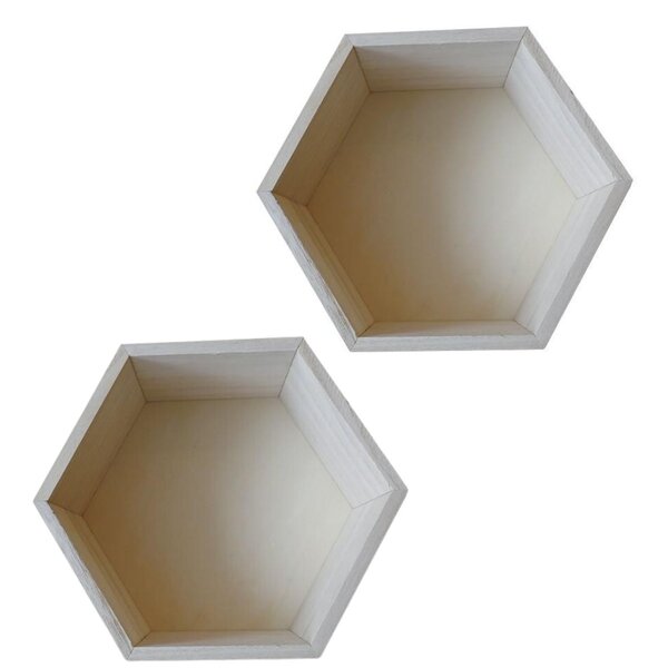 2 étagères hexagonale en bois 39 x 34 x 10 cm