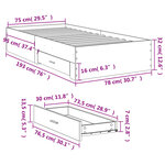 vidaXL Cadre de lit avec tiroirs sans matelas chêne marron 75x190 cm