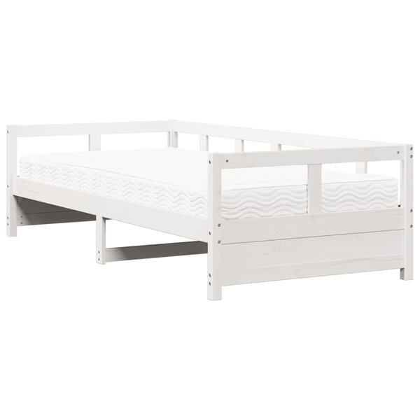 vidaXL Lit de jour avec matelas blanc 80x200 cm bois de pin massif