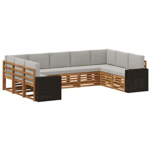 vidaXL Ensemble de canapés d'extérieur 9 Pièces Naturel et gris clair