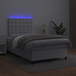 vidaXL Sommier à lattes de lit matelas LED blanc 120x190 cm similicuir