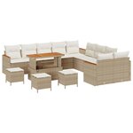 vidaXL Ensemble de canapé de jardin 14 Pièces Beige Poly rotin