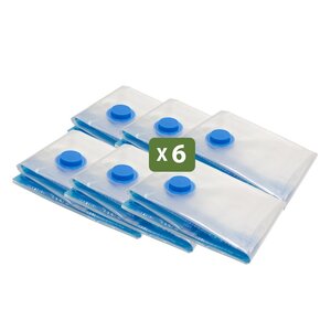 Pack and Move - Lot 6 Housses Rangement Sous Vide - Taille S 50 x 70 cm - Sac de Compression - Vêtements Pull Hiver - Petit Format - Fermeture Zip