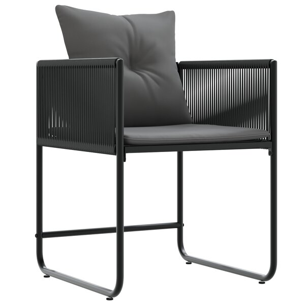 vidaXL Chaises de Jardin avec Coussins 4 Pièces Noir Rattan Poly