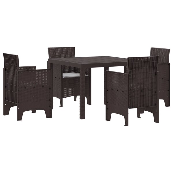 vidaXL Set repas jardin 5 Pièces Marron Plastique