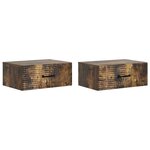 vidaXL Cabinet de chevet mural 2 Pièces Chêne fumé 49 x 34 5 x 20 cm