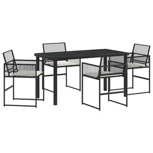 vidaXL Ensemble de salle à manger pour jardin 5 Pièces Noir polyrotin