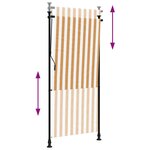 vidaXL Store roulant d'extérieur orange et blanc 100x270cm tissu acier