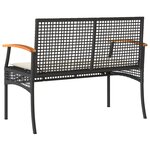 vidaXL Banc de jardin avec coussin noir résine tressée et acacia