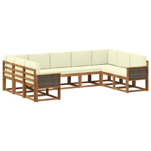 vidaXL Ensemble de canapés d'extérieur 9 Pièces Naturel et Crème