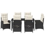vidaXL set de dîner de jardin 7 pièces avec coussins noir en rattan poly.