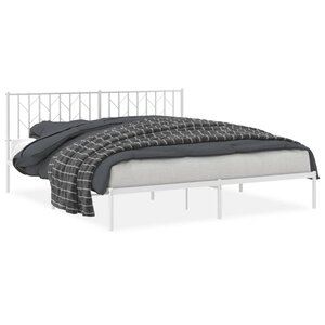 vidaXL Cadre de lit métal sans matelas et tête de lit blanc 183x213 cm
