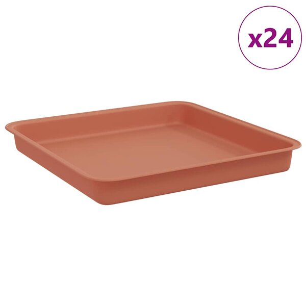 vidaXL Plateau carré à fleurs 24 pc Rouge brique 18 x 18 x 2 cm