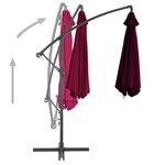 vidaXL Parasol déporté avec mât en aluminium Bordeaux 300 cm