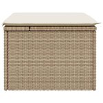 vidaXL Tabouret de jardin avec coussin beige 55x55x37cm résine tressée